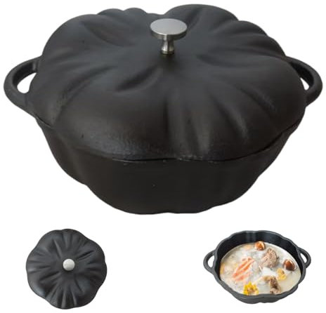 Blogiiup Forno Olandese, Forno Olandese di Zucca, forni da 6, 3 Pollici con Coperchio e Manici, calderone in ghisa per casa, Sala da Pranzo, Zucca