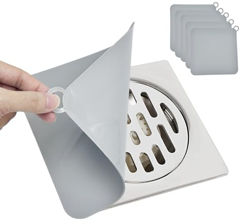5 Pezzi Tappo Doccia Antiodore, Protettore di Scarico 20 x 20cm Tappo per Scarico in Silicone Antiodore per Cucina, Doccia, Vasca da Bagno