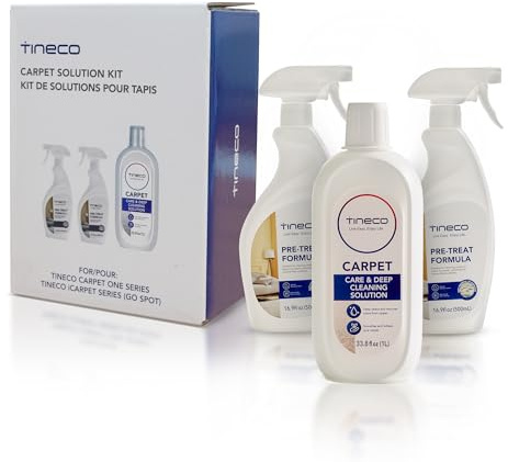Tineco Kit di Soluzioni Pulenti Compatibile con Carpet One e Cruiser, 2×500 ml Pretrattante e 1×1 L Cura dei Tappeti, per Pulitore Tappeti, Set da 3 Bottiglie