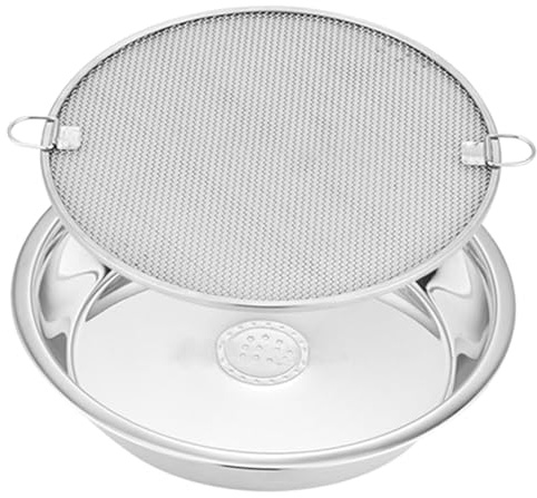 BESPORTBLE Rejilla De Drenaje De Metal De Cocina Red De Malla y Bandeja Antideslizante Para Escurrir Aceite y Agua De Alimentos, Adecuada Para Uso En Hogar 10.43x10.43 Pulgadas