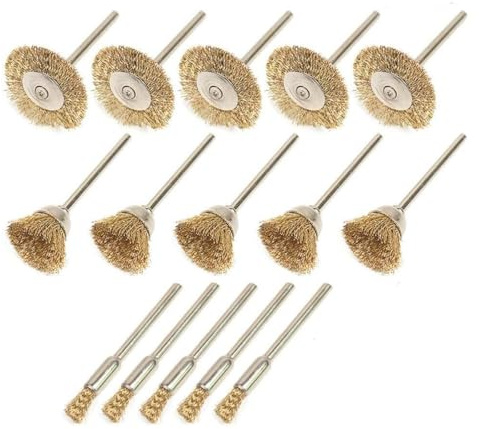 Gutol 15Pcs Wire Brushes Soft Rotary Tool Brass Wire Brush Cleaning Polishing Dusting Set