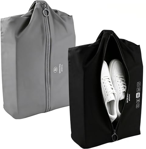 2 Stück Schuhbeutel für Unterwegs, Schuhsack Wasserdichter, 32×22×10 cm | Schuhtasche Reise mit ReißverschlussTragegriff,Schuhbeutel Sport Organizer,Schuhtasche für Koffer Schwimmen Reisezubehör
