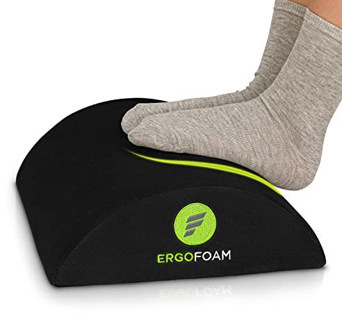 ErgoFoam Fußstütze Schreibtisch - Ergonomische Fußablage Schreibtisch aus Schaumstoff und Weichem Samt - Bequeme Fußstütze unter Schreibtisch für Rücken- und Knieschmerzen – Fuß-Wippe (Schwarz)