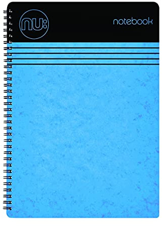 NU Craze Cloud Range - Taccuino A5 blu, con rilegatura a spirale, quaderni di cancelleria, blocco note a righe, 110 pagine, NU003357-FSC-BL