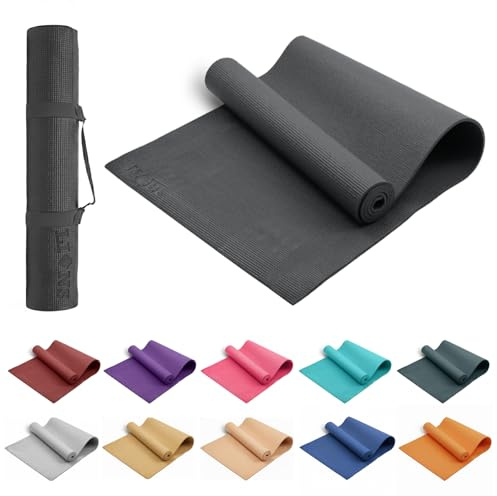 Lions Classic Pro Yoga Mat PVC Eco Friendly Non Slip Fitness Exercise Mat with Carrying Strap-Workout Mat for Yoga, Pilates and Gymnastics (Green, 6mm)