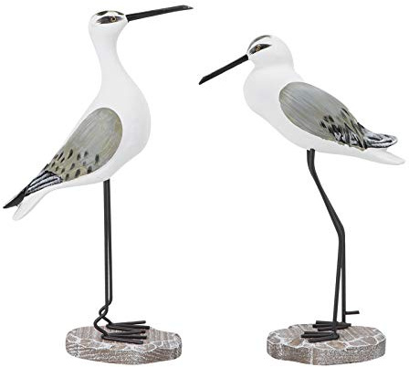 HEALLILY 2 estatuas de madera de gaviota estilo mediterráneo costero náutico pájaro estatua ornamentos náutica talla madera estatua decoración de la mesa del hogar (marrón claro)