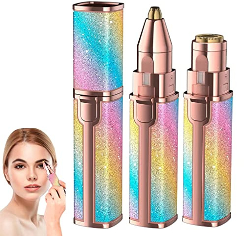 SANDALFON Depiladora Facial Mujer, 2 en 1 Perfilador de Cejas Luz LED, Afeitadora Eléctrica de Bolsillo, Impermeable Portátil Sin Dolor Depiladora Oreja, Nariz, Corporal USB Recargable