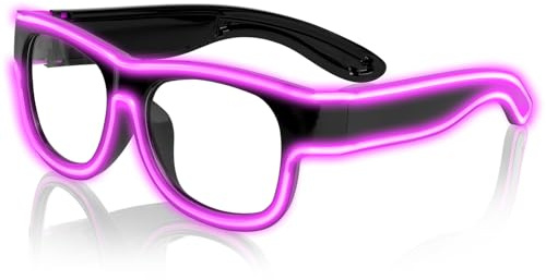 Ainiv Gafas Luminosas Aviador, Gafas de Cumpleaños, Accesorio Divertido, Decoraciones para Fiestas de Adultos, para el Partido, Cumpleaños, de la Graduación, Accesorios Fiesta Navidad(Rosa)