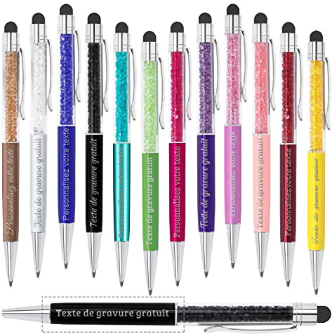 Stylo à bille personnalisé gratuit, multicolore, avec capuchon stylet, stylo à bille gravé avec logo de message nominatif, stylos cadeaux pour les fêtes, graduations, choisissez jusqu'à 300 pièces