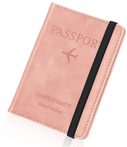 Larkumio Reisepasshülle, Reisepass Hülle Passport Cover mit RFID Blocker, PU-Leder Reisepass Tasche für Damen und Herren Urlaub Zubehör Travel Organizer (Rosa)