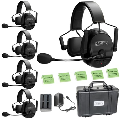 cametv Paquete de 5 Auriculares de intercomunicación inalámbricos KUMINIK8 Sistema de comunicación de intercomunicación dúplex Completo Distancia de hasta 1,500 pies con cancelación de Ruido