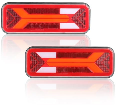 AOHEWEI 2 Stück Anhänger-Rücklichter, 12 V/24 V superhell wasserdicht Blinker Bremse Rückwärtsgang Nebelscheinwerfer Reflektorlampe für Anhänger, LKW, Wohnwagen, Van, Traktor