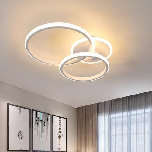 DELIPOP Plafoniera LED Moderno, 42W 4725LM Lampada da Soffitto Rotondo, Lampadario LED Luce Calda 3000K per Soggiorno Camera da Letto Cucina, Bianco