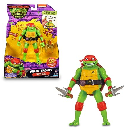 Tortugas Ninja Raphael Figura de Acción Deluxe con Sonidos y Frases del Personaje de Película Caos Mutante, 4 Muñecos para Coleccionar, Fans, niños y niñas +4 años, Famosa (TU800200)