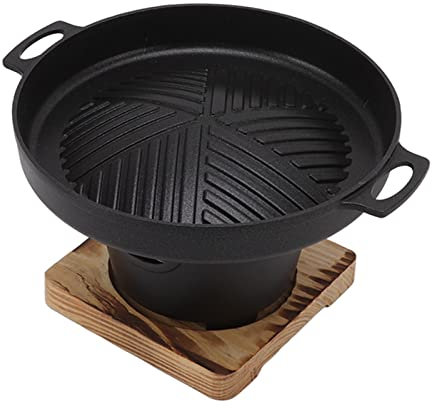 Mini BBQ Charcoal Grill, Japanese BBQ Grill Tabletop Yakiniku Grill Portable Grill Korean Barbecue Grill NonStick Japanese Hibachi Grill Portable Charcoal Stove(02), Baking Tray Diameter 20cm