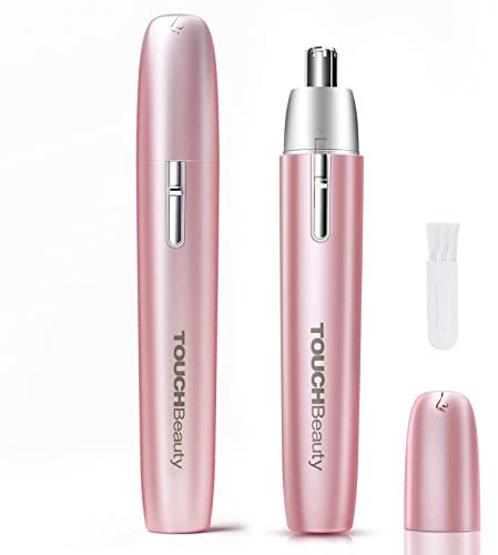 Ear and Nose Hair Trimmer for Women & Men, TOUCHBeauty Painless Nose Trimmer with Rotary Blade, Waterproof & Portable, Battery Powered, Rose Gold