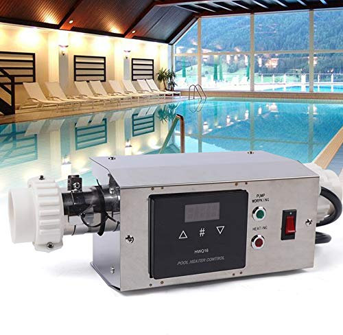 YyanLAK Riscaldatore elettrico per Piscina, 3KW Riscaldatore Piscina Termostato, Acciaio Inox Riscaldatore Acqua Piscina, Pompa di Calore, per vasche da bagno piscine