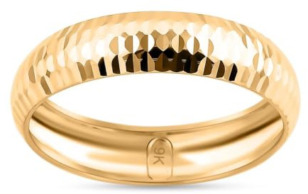 TJC 9ct Gold Wedding Band Rings for Women & Men Diamond Cut 6mm | Ladies & Mens 9K Solid White & Yellow Gold Unisex Court Band Stackable Ring, Anniversary Wedding Bridal Jewellery Gift