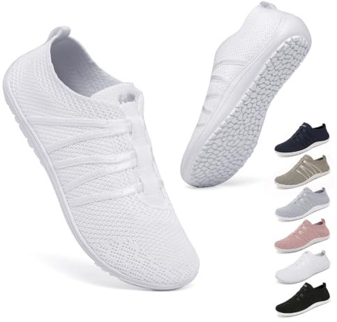 Geweo Unisex Barfota Skor Dam Herr Minimalistiska Traillöparskor Träningsskor Löparskor Barfotaskor Slip On Sneakers Zero Drop Soles vit 42EU