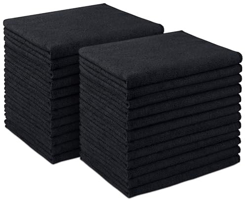 AIDEA Paños de Limpieza 24 Piezas, Toalla de Microfibra Muy Absorbente, paño Multiusos, Suave y sin Pelusa, Adecuado para el hogar, la Cocina, el Coche (12 x 16) Negro