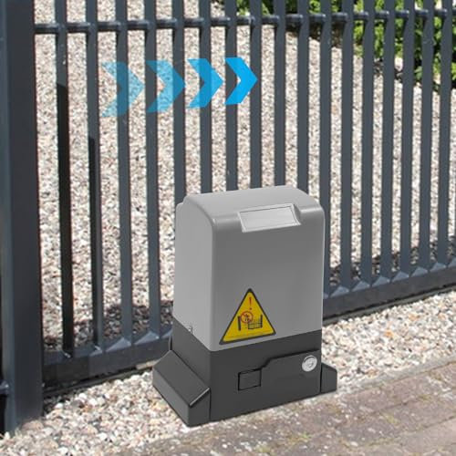 Set di azionamento scorrevole fino a 600 kg – Cancello scorrevole azionamento per porta del garage con 2 telecomando, apriporta scorrevole automatico con 6 cremagliera scorrevole (370 W, 600 kg di