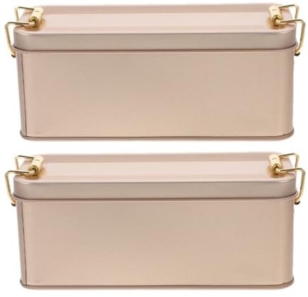 Luxshiny Caja Metálica Para Galletas Vintage 2 Piezas Con Tapa Sellada Para Almacenamiento De Dulces Té Y Snacks 5.9X2.36X2.36 Pulgadas Para Bodas Y Decoración Hogar