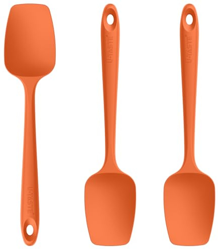 U-Taste 250 ℃ Värmebeständig Silikon Spatel Sked Uppsättning av 3 (Orange)