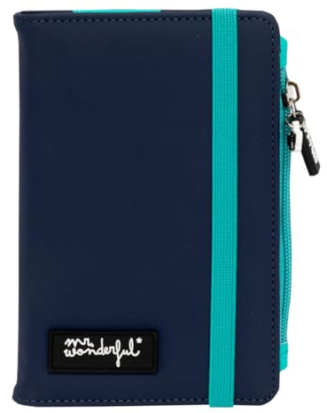 Mr. Wonderful - Passport Holder Blue - Destination: The World - Funda de Pasaporte - Realizada en Poliéster - Portadocumentos de Viaje