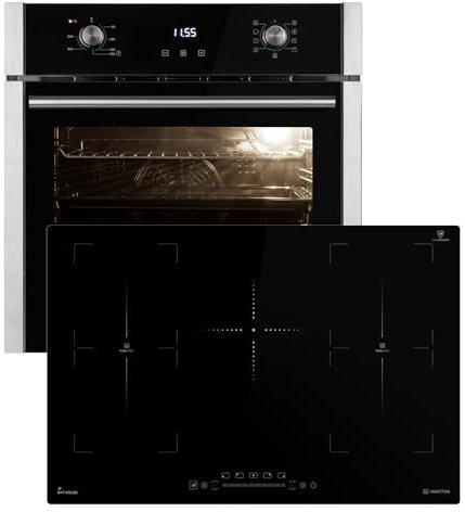 Cuisinière: 60cm Four encastrable EB8010ED + 77cm Plaque Induction IH87705FZ | Gril | Circulation de l'air | Air chaud | Tiroirs télescopiques | Timer automatique | SET8010IH77FZ