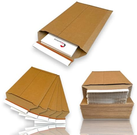 50 Stück Versandtaschen A5 in 200x280mm mit Füllhöhe bis 50mm Kartontaschen Versandtaschen A5, Büwa Verpackung Versandtaschen für Kleidung Versandtasche Dhl Umschlag Umschläge Warensendung