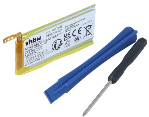 vhbw 1x batteri kompatibelt med Apple iPod Nano 5G, 5:e generationen, 5th MP3-musikspelare musikspelare (400 mAh, 3,7 V, Li-Poly)