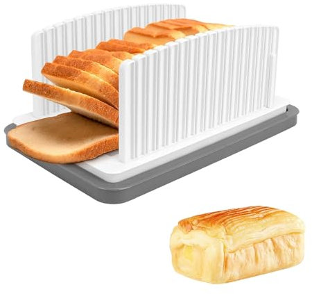 Trancheuse à pain réglable, pliable et réglable, poignée manuelle, avec plateau miettes, pour couper le pain rapidement et en toute sécurité