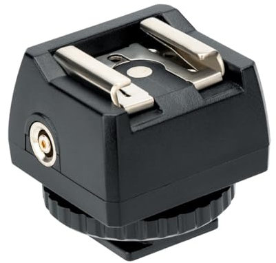 ayex Blitzschuhadapter mit PC-Buchse für Kameras mit Standard-ISO-Blitzschuh aus robustem ABS-Kunststoff