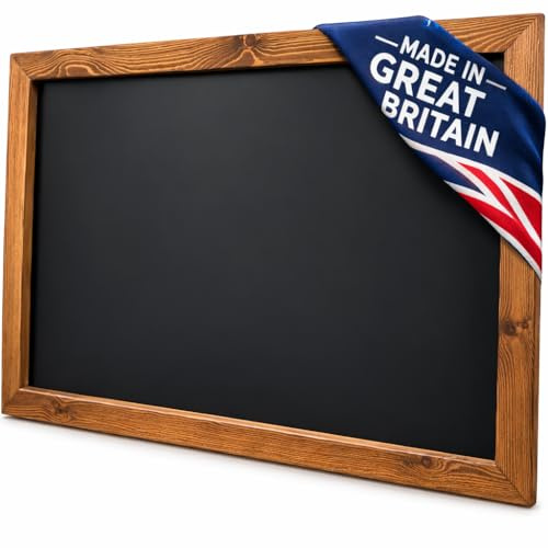 Framed Chalkboard Blackboard 48” x 30” (1220mm x 765mm) – Large Rustic Wooden Wall Sign Board for Menus, Cafés, Pubs, Restaurants, Weddings, Home & Office – Easy-Wipe Reusable Panel