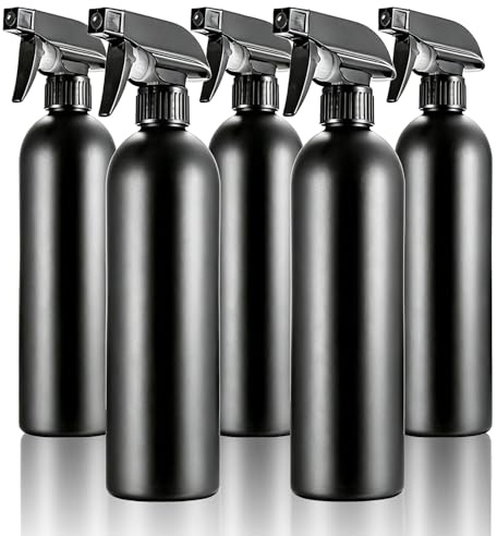 5 botellas pulverizadoras de 500 ml, botella pulverizadora de agua, botella vacía nebulizadora para plantas, peluquería, pulverizador de pelo, pulverizador para plantas, jardín, flores (negro)