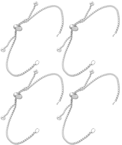 Healeved 4 Cadenas Deslizantes Ajustables para Pulseras Extensores de Joyería DIY de Metal con Extremos Esféricos Accesorios Resistentes Decoloración para Creación de Pulseras