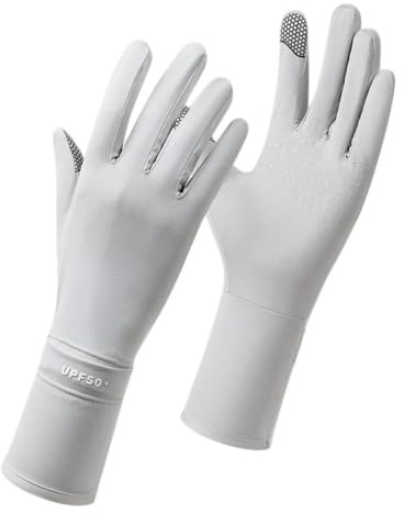 WUNZILO guantes protección UV para mujer, guantes de ciclismo, transpirables, seda de hielo, Dedos completos Antideslizantes para Senderismo, Ciclismo, Golf, conducción y Pesca