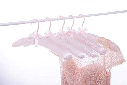 Cocomaya Kleiderbügel, 43 cm, rutschfest, Satin, gepolstert, Keine Aufhängestreifen mehr in Mänteln, Pullover, Brautkleid, Hochzeitskleid, 5 Stück, Rose, 43 cm