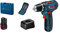 Bosch Professional 12V System Akku Bohrschrauber GSR 12V-15 (inkl. 2x 2.0Ah Akku, Ladegerät GAL 12V-20, 10-tlg.-Zubehör-Set, Handwerkoffer)