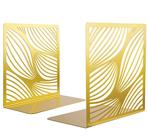 NiHome Serre-Livres décoratifs en métal doré pour étagères, Serre-Livres pour contenir des Livres, décoration d'étagère pour la Maison, Le Bureau, la bibliothèque