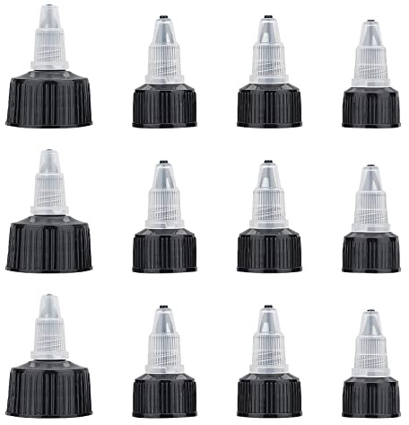 BENECREAT 48 STÜCKE 4 Größen Natural Twist Bottle Cap Black Squeeze Bottle Replacement Caps For Glue Dispenser Bottles, Handwerk Reparatur Und Kunst