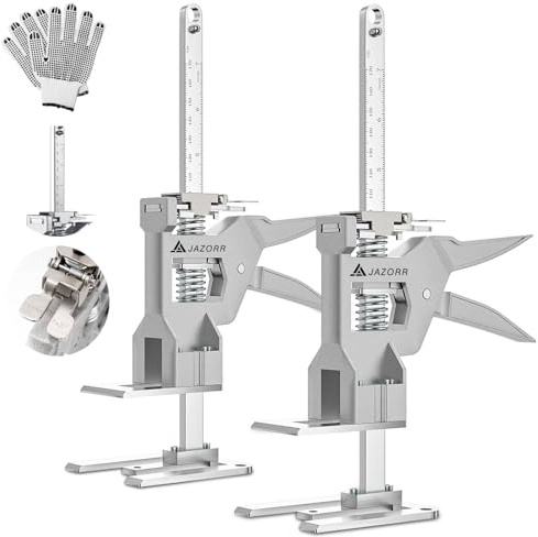 JAZORR 2Pcs Metal Labor Saving Arm Jack, Load-Bearing 440 lb Multi-Function Height Adjustment Lifting Device Arm Tool Lift Wall Tile Locator Door Panel Lifting Cabinet Jack Board Lifter