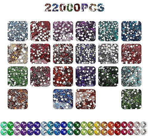 Gohytal Diamond Painting Lot de 22000 pierres rondes à paillettes Accessoires de peinture diamant Strass décoratifs pour peinture diamant ongles pierres précieuses ornements d'artisanat