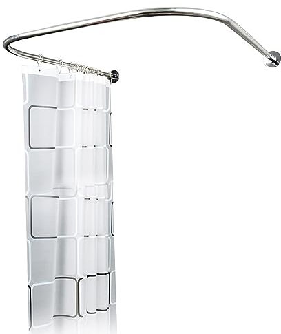 TRIEBAN Tringle à rideau de douche, support d'angle en forme de U, en acier inoxydable 304, pour salle de bain, cuisine, vestiaire