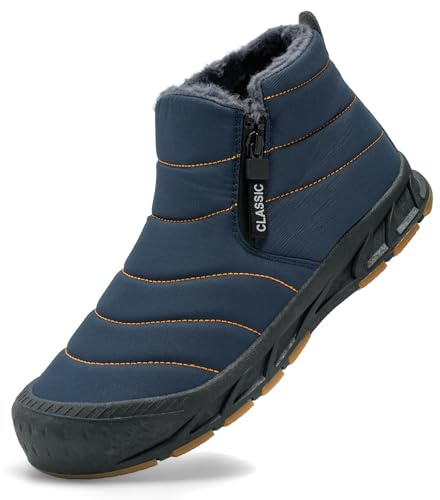 DXINZHI Men's Waterproof Snow Boots Warm Winter Boots Fur Lined Booties Non-Slip Lightweight Winter Shoes（8.5）