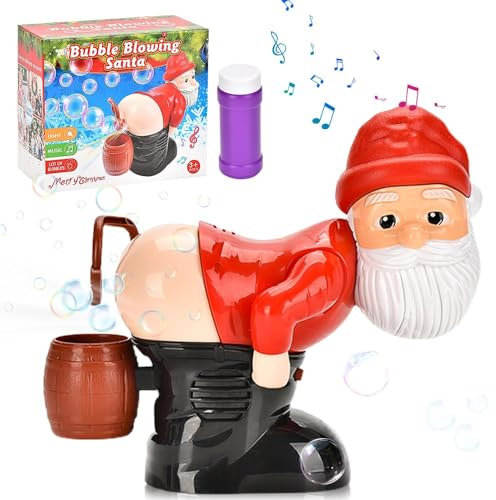 Lustige Weihnachtsmann-Blasenblasmaschine, Bubble Fart Blower, Automatische Furz-Blasengebläse, Elektrische Seifenblasenmaschine mit Lichtern und Sound (Weihnachtsmann)