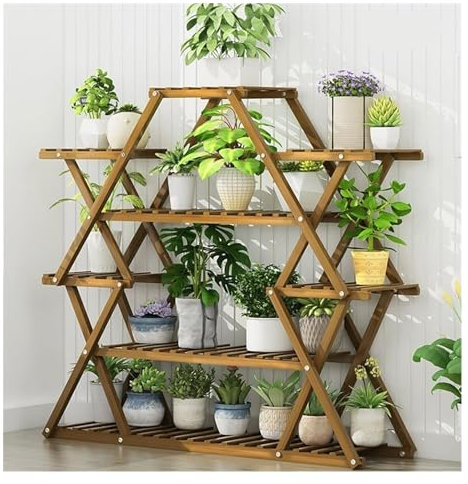 Pflanzenregal Blumentreppe Blumenständer Bambus-Pflanzenständer, Präsentationsständer, Blumenständer Für Drinnen Und Draußen, Garten, Terrasse Pflanzenständer Blumenregal Blumenbank ( Color : Brown ,