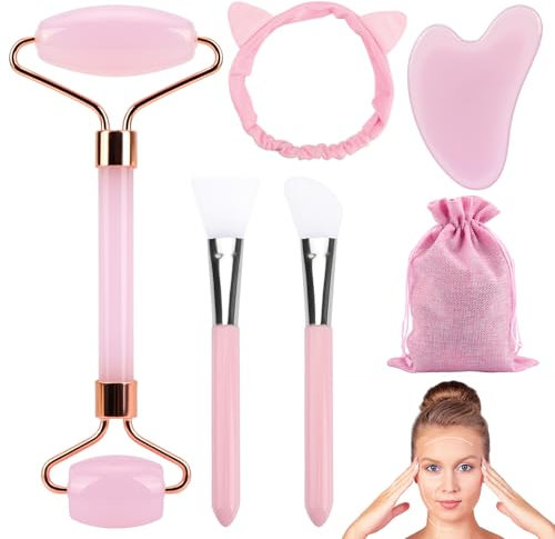 Coicok Gua Sha e Rullo di Giada, Strumenti per il Viso Gua Sha, Strumenti per il Massaggio Del Viso, Degli Occhi, Del Corpo, per Rassodare La Pelle, Regali per Le Donne