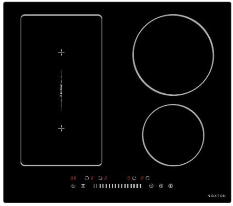 NOXTON Piano Cottura a Induzione 4 Fuochi, 7200W Piano Cottura Elettrico Domino Incasso, 60cm Piastra Induzione con Flessible Zone di Controllo Scorrimento, Sensore Sicurezza Bambini Blocco, 220V-240V