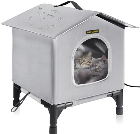 Rest-Eazzzy Cat House for Indoor and Outdoor Cats in Winter, Waterproof, Fully Insulated Shelter for Stray and Feral Cats, Great for Cat Houses for Outdoor and Cat Beds for Indoor Cats(Grey, Small)